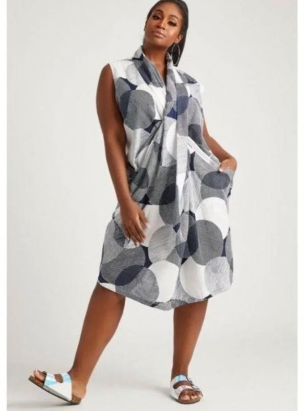 Dubgee by Whoopi 100% Cotton Geometric Dress Size 3X